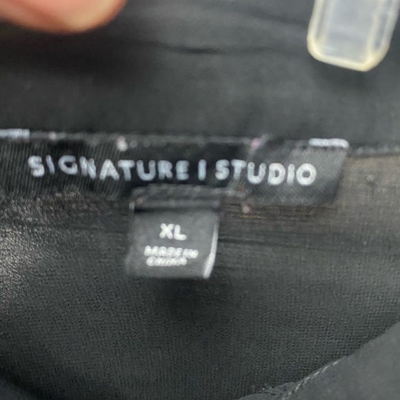 Signature Studio Button Down Long Sleeve Sheer High Low Top XL - Picture 6 of 10